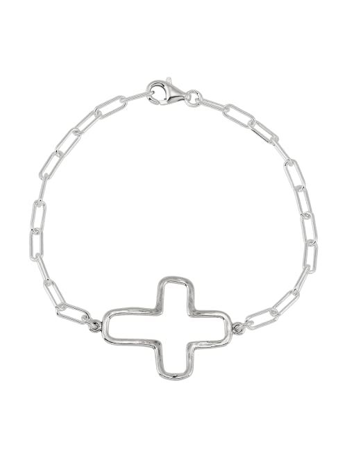 Silpada 'Full Strength' Sterling Silver Cross Bracelet, 8"
