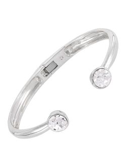 'Double Sparks' Sterling Silver Crystal Cuff Bracelet, 6.65"