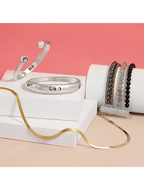 Silpada 'Double Sparks' Sterling Silver Crystal Cuff Bracelet, 6.65"