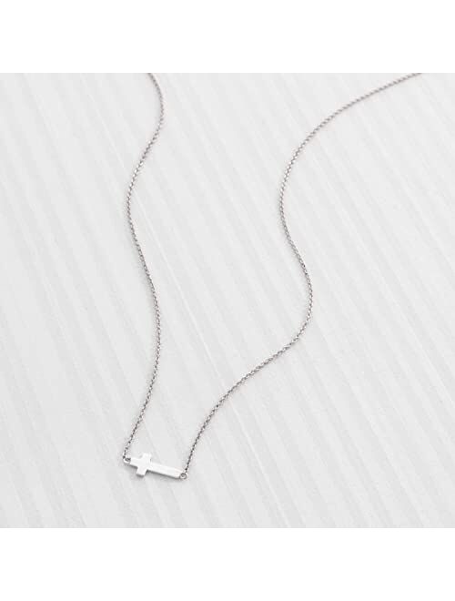 Silpada Simplex Horizontal Cross Pendant Necklace, Sterling Silver, White