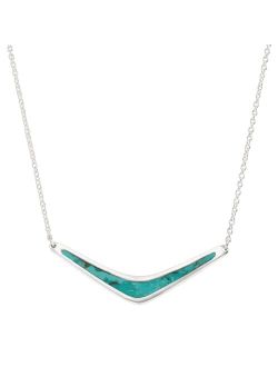 'Reversible Boomerang' Compressed Turquoise Necklace in Sterling Silver, 16"   2"