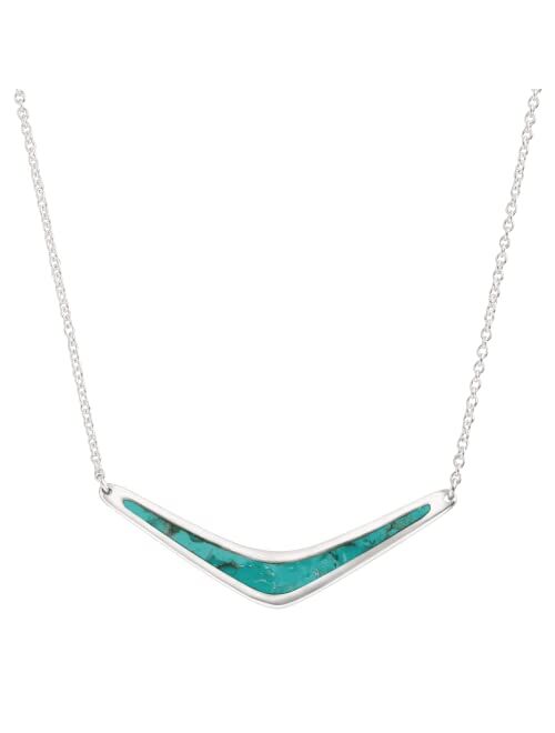 Silpada 'Reversible Boomerang' Compressed Turquoise Necklace in Sterling Silver, 16" + 2"