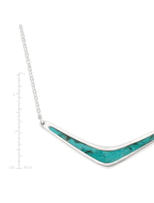 Silpada 'Reversible Boomerang' Compressed Turquoise Necklace in Sterling Silver, 16" + 2"
