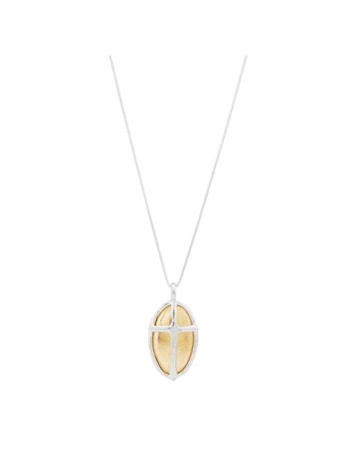 Silpada 'Golden Cross' Sterling Silver with 14K Yellow Gold Plating Pendant Necklace, 16" + 2"