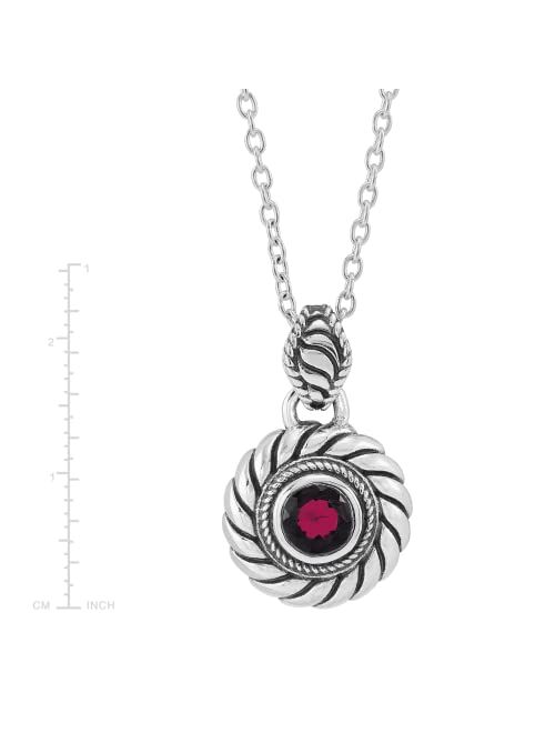 Silpada Birthstone Necklace for Women, Natural Garnet (January) Pendant Necklace in .925 Sterling Silver, Say Its Your Birthday', 18" + 2"