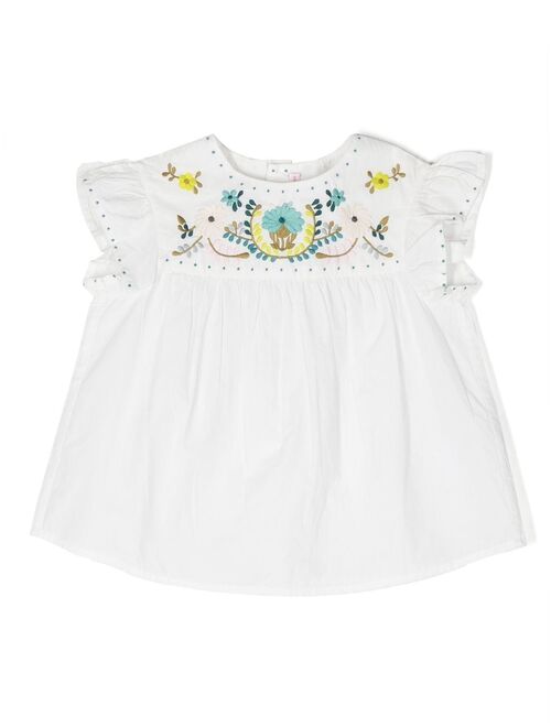 Bonpoint floral-embroidery cotton top
