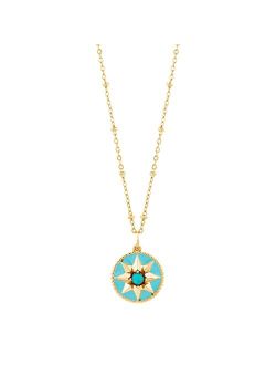 'Nautical Star' Turquoise Pendant Necklace in 18K Yellow Gold-Plated Sterling Silver, 16"   2"
