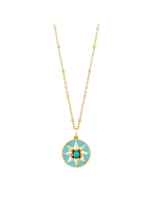 Silpada 'Nautical Star' Turquoise Pendant Necklace in 18K Yellow Gold-Plated Sterling Silver, 16" + 2"