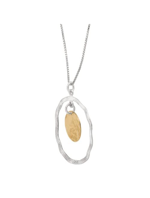 Silpada 'Marbella' Two-Tone Disc Pendant in Sterling Silver with Gold-Plating, 18" + 2"