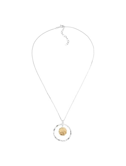 Silpada 'Marbella' Two-Tone Disc Pendant in Sterling Silver with Gold-Plating, 18" + 2"