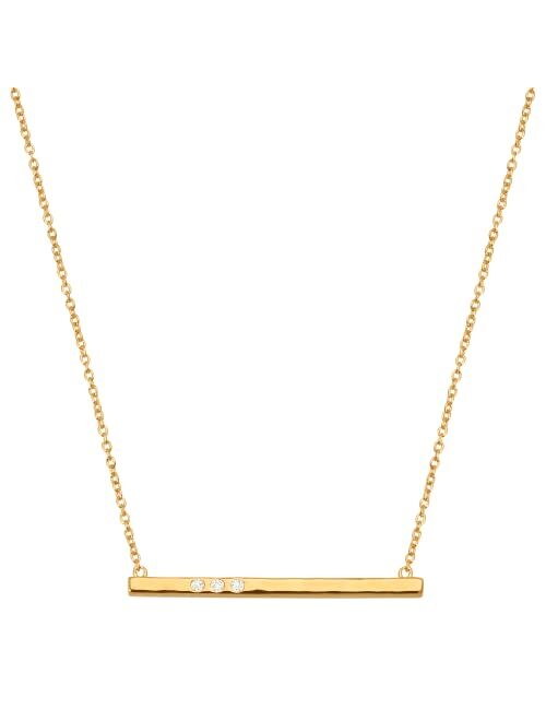 Silpada 'Dotted Line' Pendant Necklace with Crystals in Gold-Plated Sterling Silver, 18" + 2"