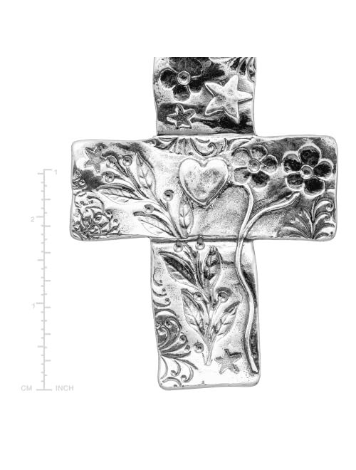 Silpada 'Dropmore' Floral Cross Pendant Necklace in Sterling Silver, 22" + 2"