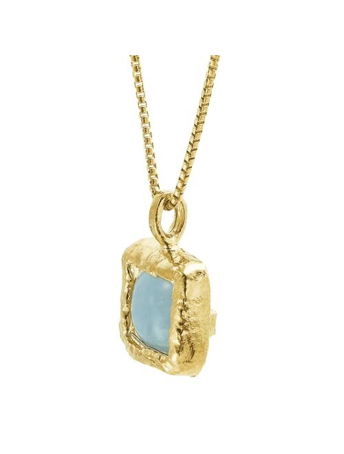 Silpada 'Mediterra' Natural Aquamarine Necklace in 14K Gold-Plated Sterling Silver, 16" + 2"