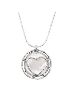 'Lighthearted' Natural Mother-of-Pearl Heart Pendant Necklace in Sterling Silver, 18"   2"