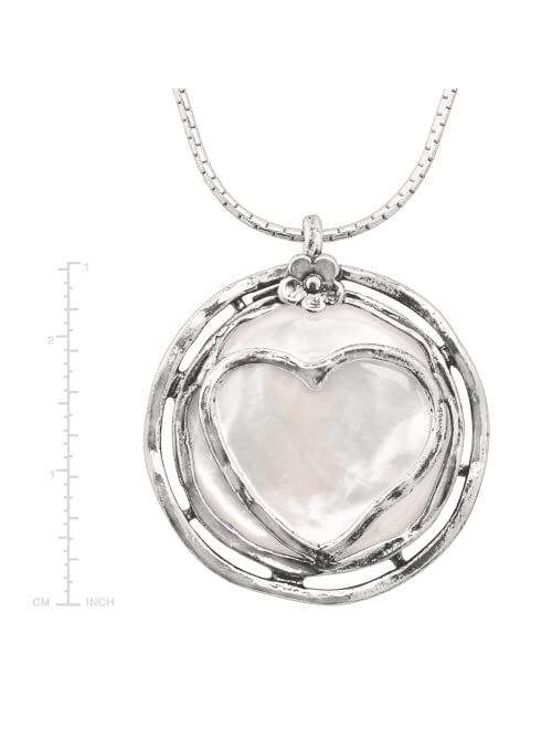 Silpada 'Lighthearted' Natural Mother-of-Pearl Heart Pendant Necklace in Sterling Silver, 18" + 2"
