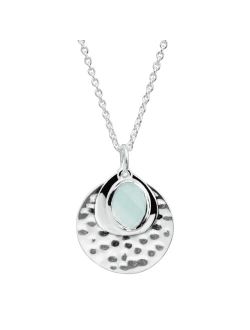 'Entranced' Natural Chalcedony Pendant Necklace in Sterling Silver, 18"   2"