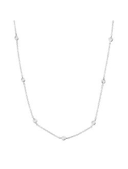'Allium' Circular Station Necklace with Cubic Zirconia in Sterling Silver