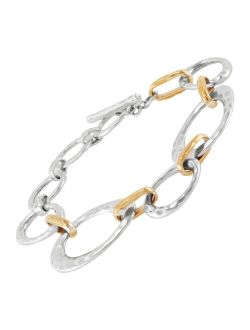 'Circuit Link' Sterling Silver with Brass Bracelet, 8 Inches