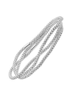 'Beaded Trinity' Chain Bracelet in Sterling Silver, 6.75"