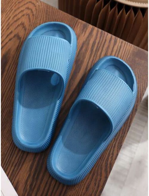 Quntailove Shoes Men Cut Out Single Band Slides Non-slip Quick Drying Soft Sole Bathroom Slippers
