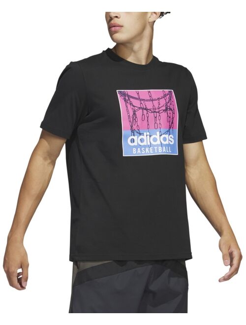ADIDAS Men's Classic-Fit Chain Net Basketball Graphic T-Shirt