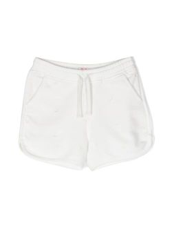 cherry-embroidered cotton shorts