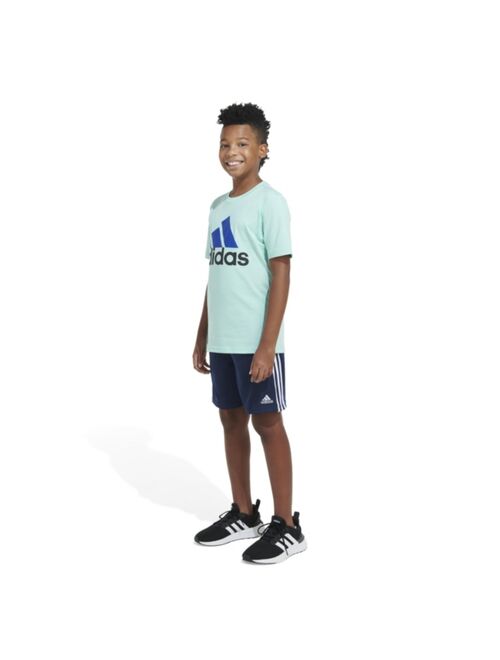 ADIDAS Big Boys Short Sleeve 2-Tone Sportswear Logo T-shirt