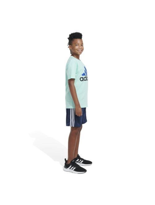 ADIDAS Big Boys Short Sleeve 2-Tone Sportswear Logo T-shirt