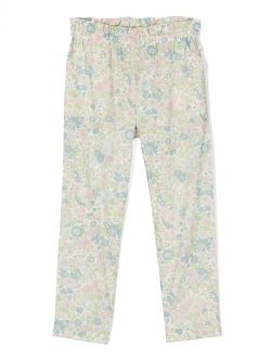floral-print cotton trousers