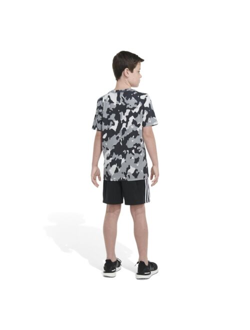 ADIDAS Big Boys Short Sleeves Strength Camo All Over Print T-shirt