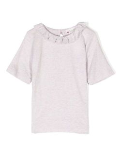 ruffled-collar cotton T-shirt