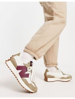 327 sneakers in off white with burgundy detail - Exclusive to ASOS