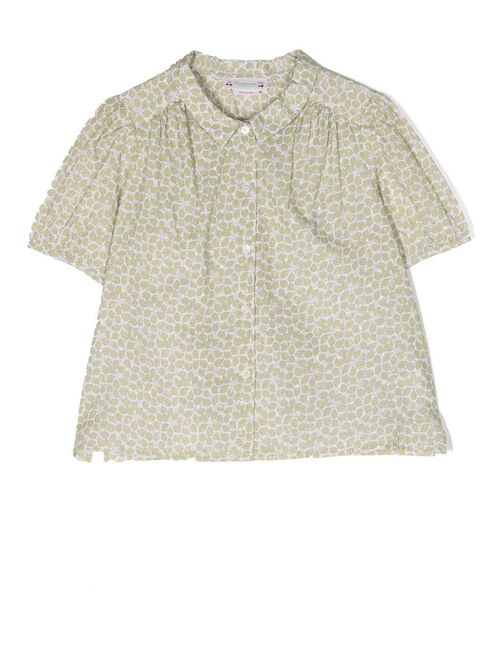 Bonpoint leaf-print short-sleeved shirt