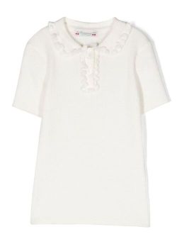 ruffle-trimmed polo top