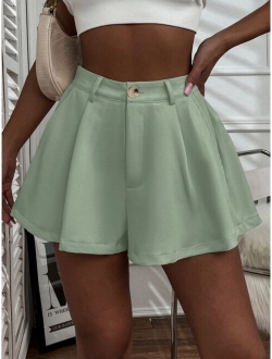 Unity Solid Plicated Wide Leg Shorts