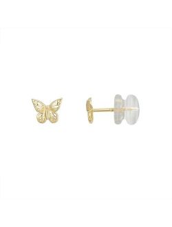 Charming Girl 14k Gold Butterfly Stud Earrings