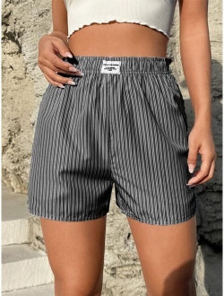 EZwear Striped Print Patch Detail Shorts