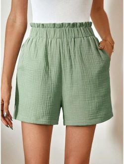 Frenchy Paperbag Waist Slant Pocket Shorts
