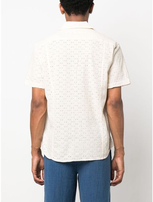 Corridor floral-embroidery short-sleeve shirt