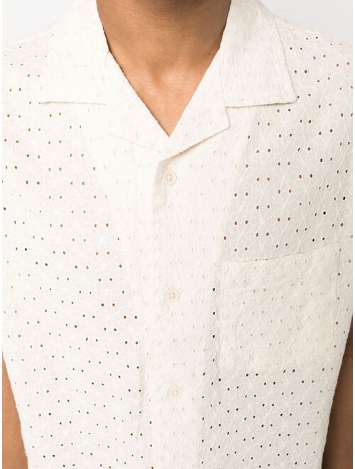 Corridor floral-embroidery short-sleeve shirt