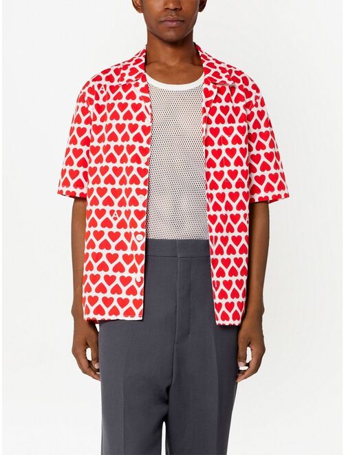 AMI Paris heart-print short-sleeve shirt