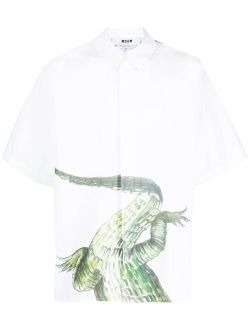crocodile-print poplin cotton shirt