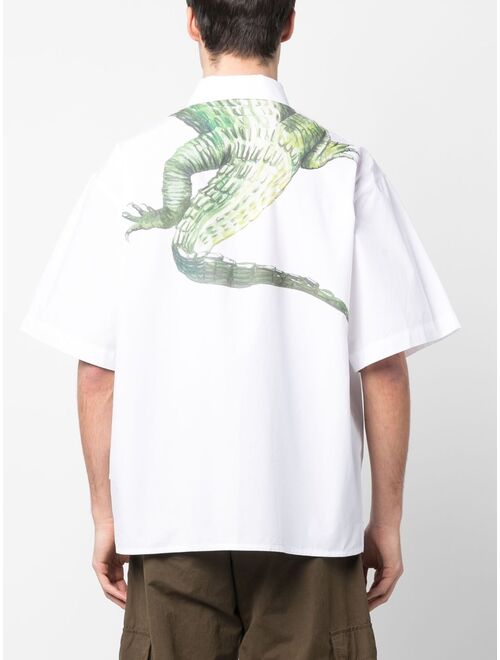 MSGM crocodile-print poplin cotton shirt
