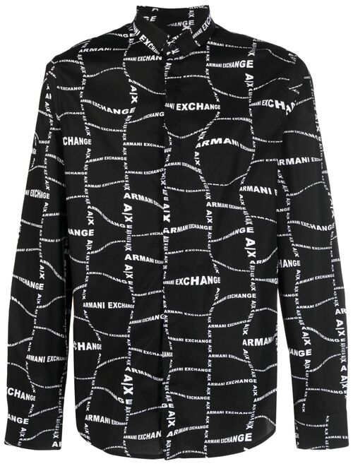 Armani Exchange distorted logo-print shirt