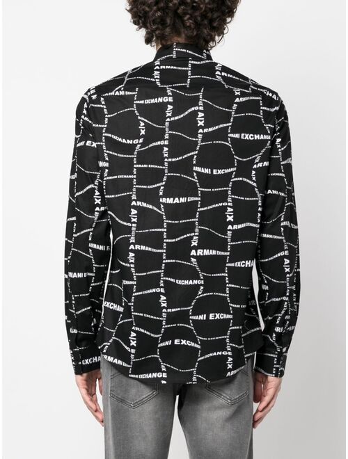 Armani Exchange distorted logo-print shirt