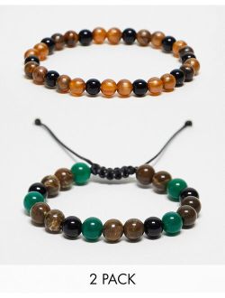 unisex 2 pack beaded bracelet in multicolor