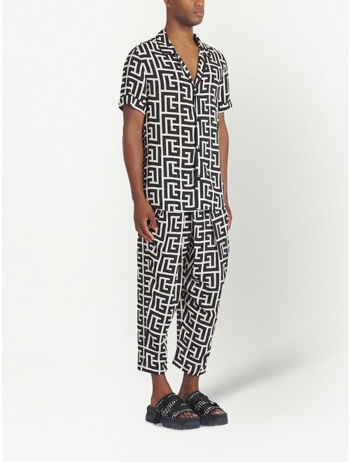 Balmain monogram-print short-sleeved shirt