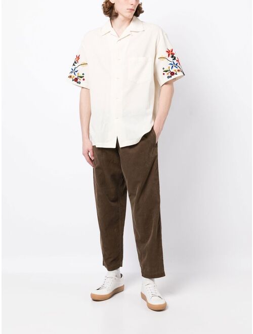 YMC Idris floral-embroidered shirt