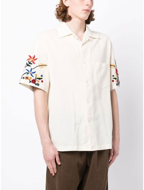 YMC Idris floral-embroidered shirt