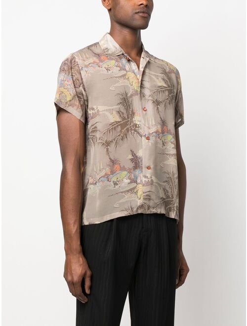 BODE Riviera-print silk short-sleeve shirt